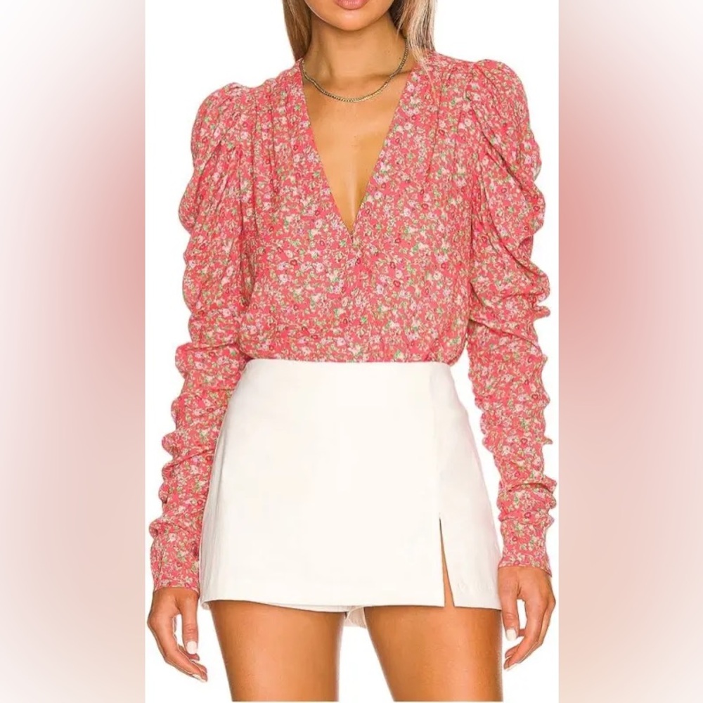 NEW AFRM puff sleeve floral body suit